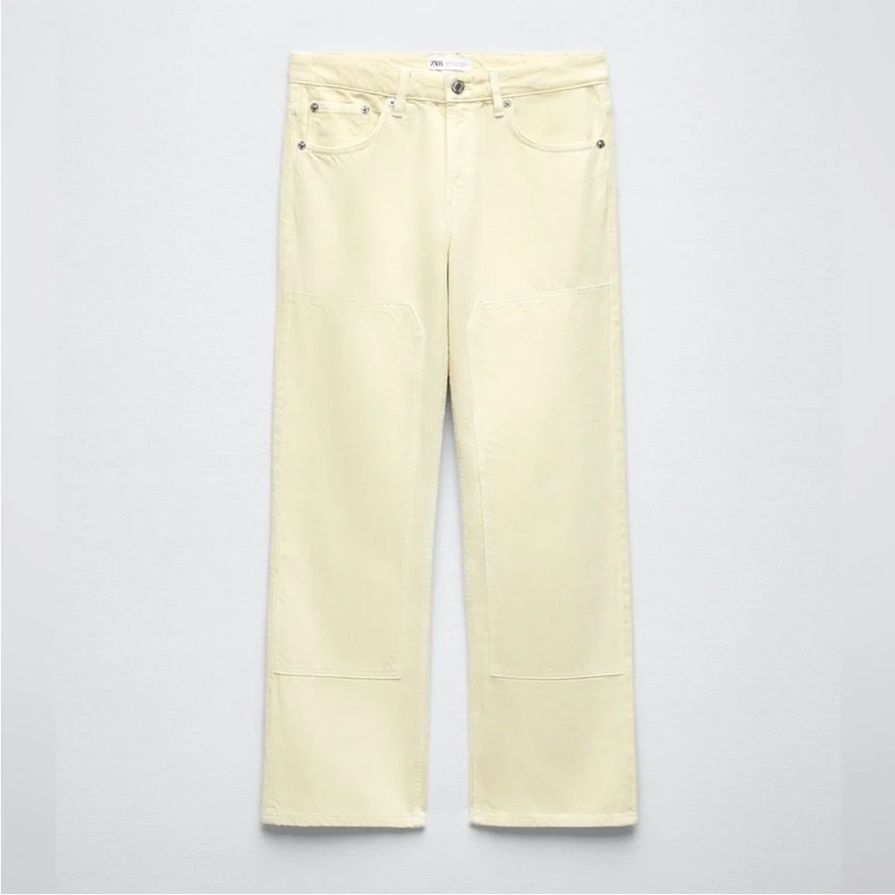 NWT ZARA Mid Rise Patch Pocket Yellow Jeans 2 - Picture 3 of 16